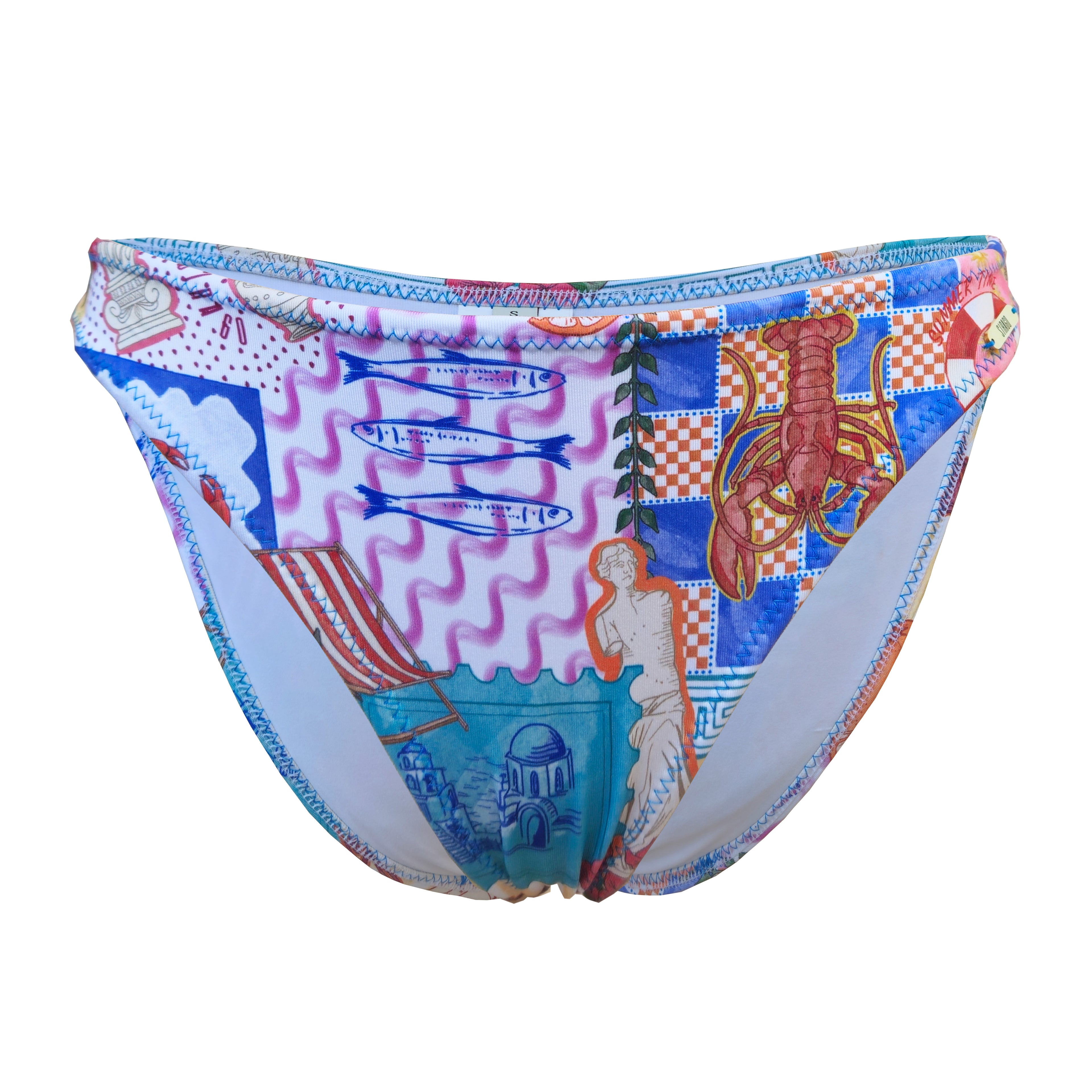 Braguita de bikini corte clásico estampado Postcard