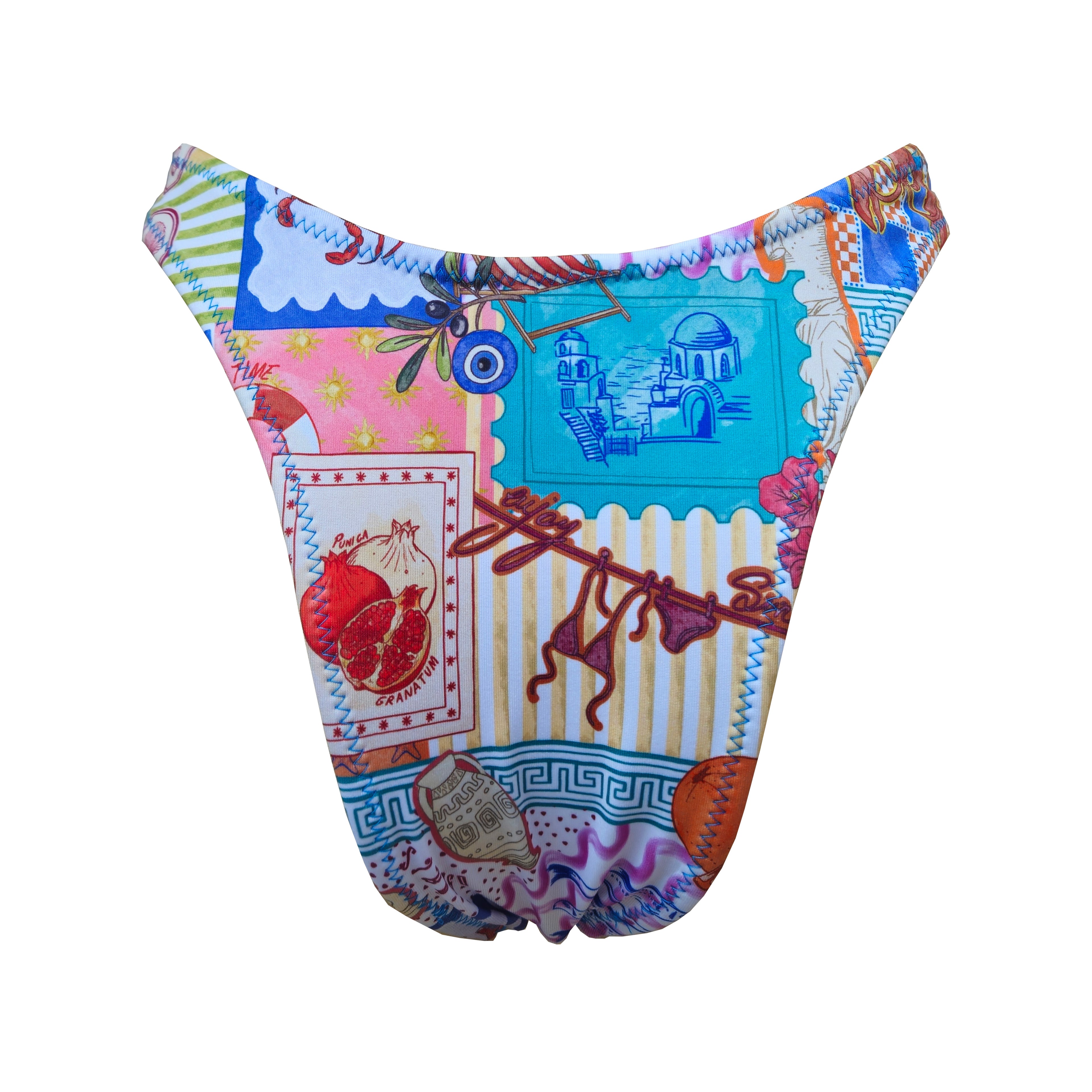 Braguita de bikini corte en V estampado Postcard