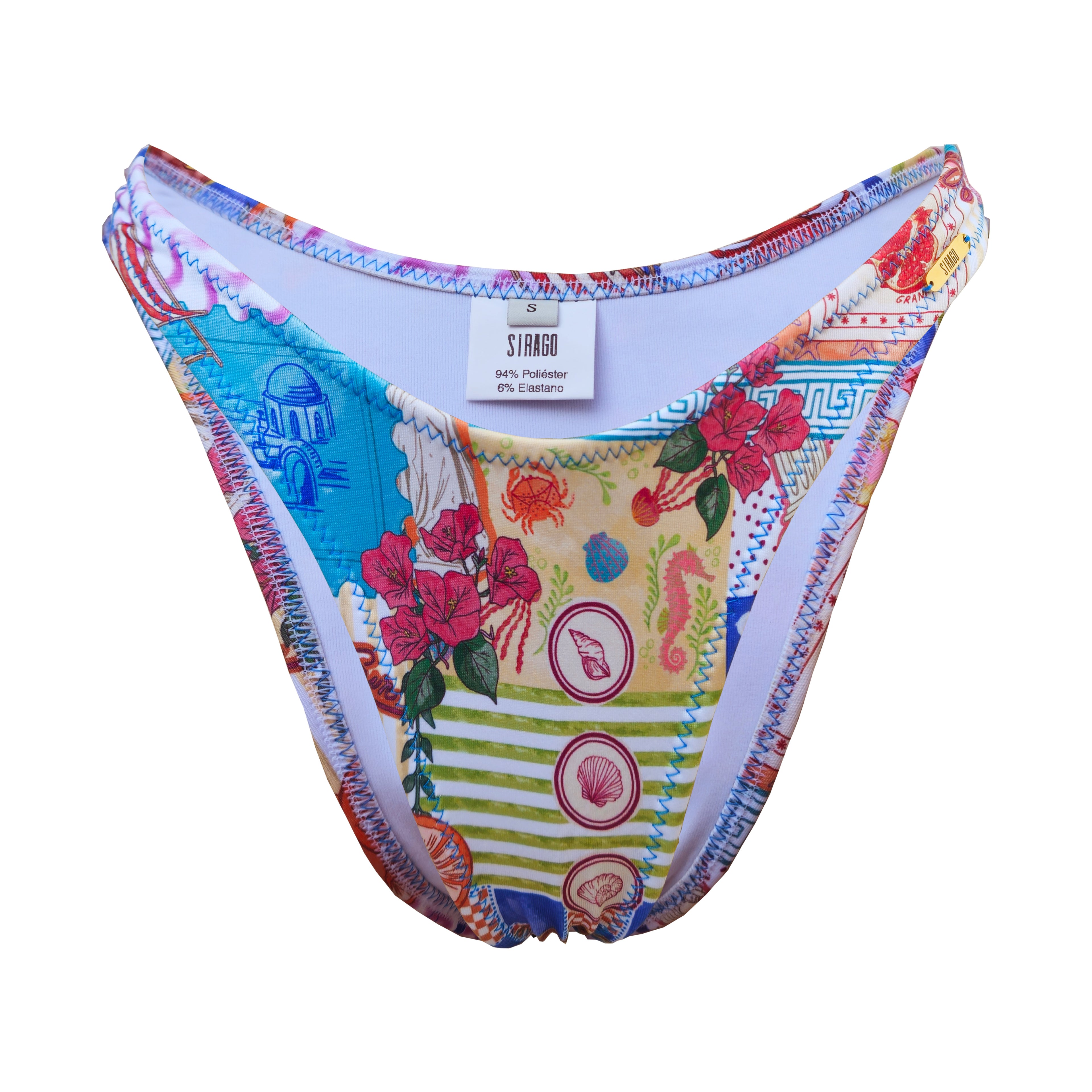 Braguita de bikini corte en V estampado Postcard