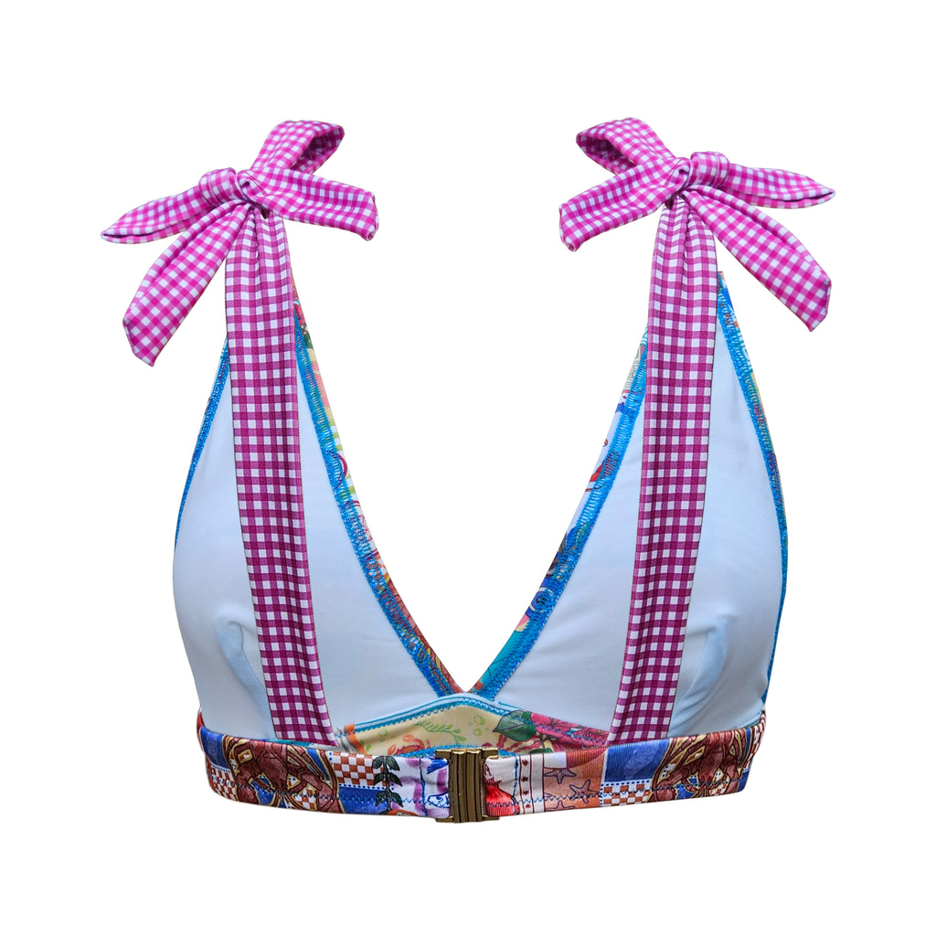 Top triángulo de bikini con tirantes lazo