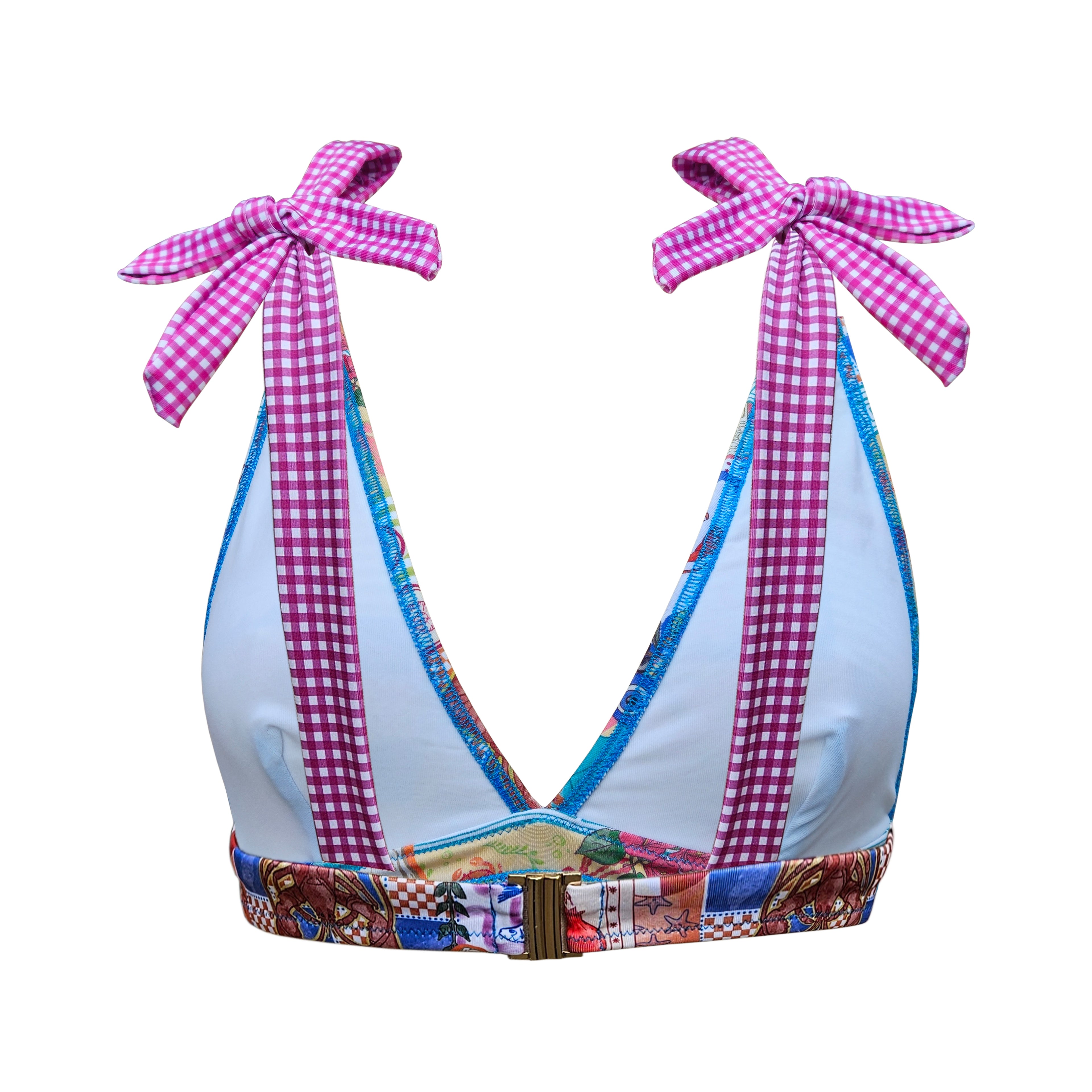 Top triángulo de bikini con tirantes lazo