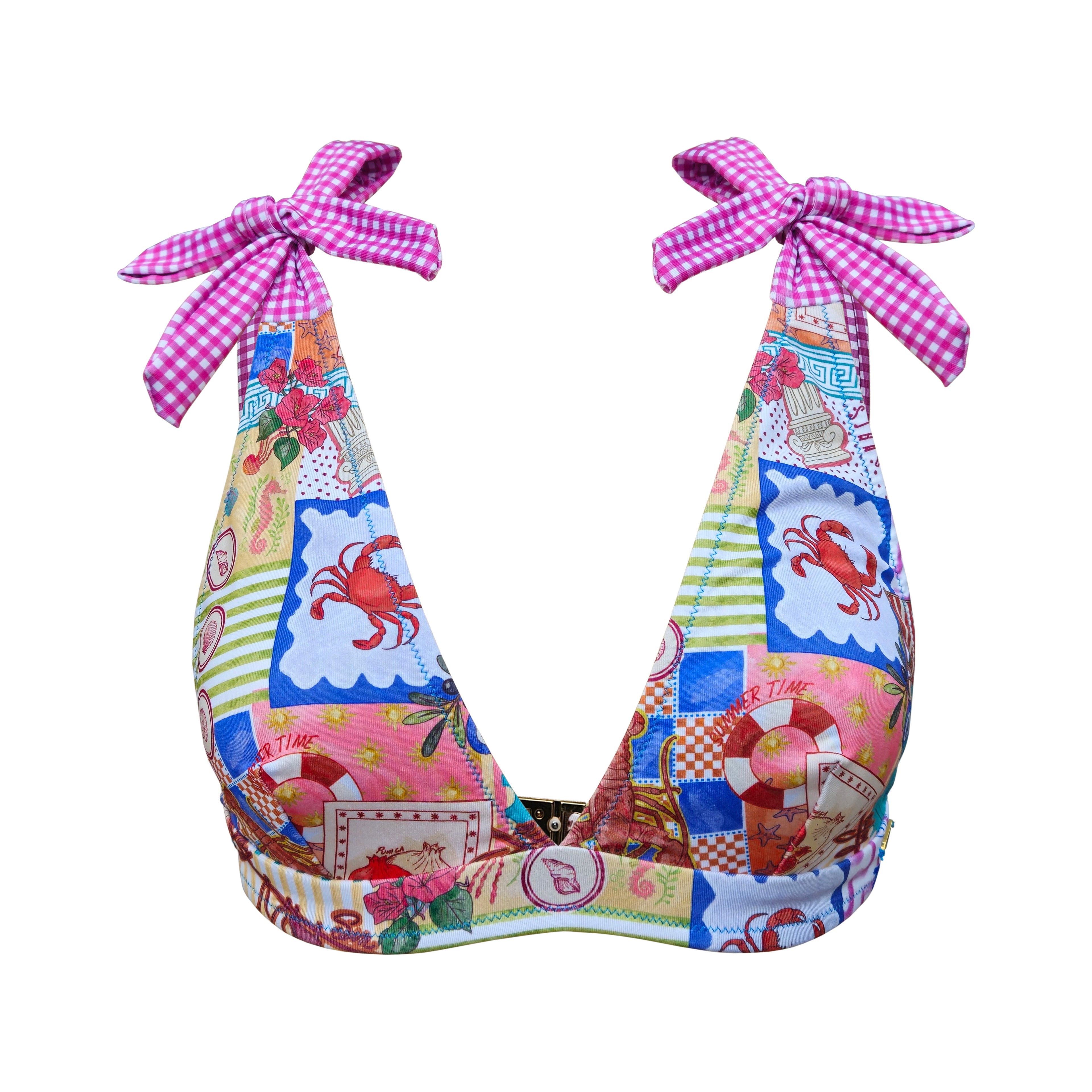 Top triángulo de bikini con tirantes lazo
