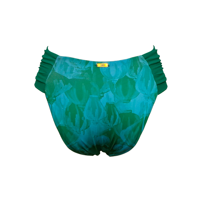 Braga arruchada verde con estampado farolillos